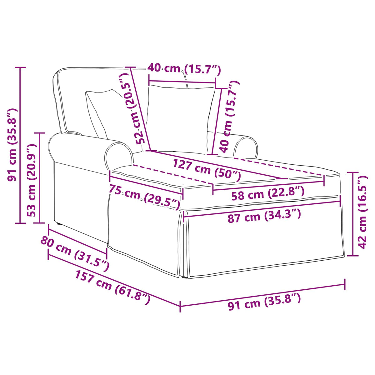 Chaise Lounge Con Falda 3 Uds. Tela De Pana