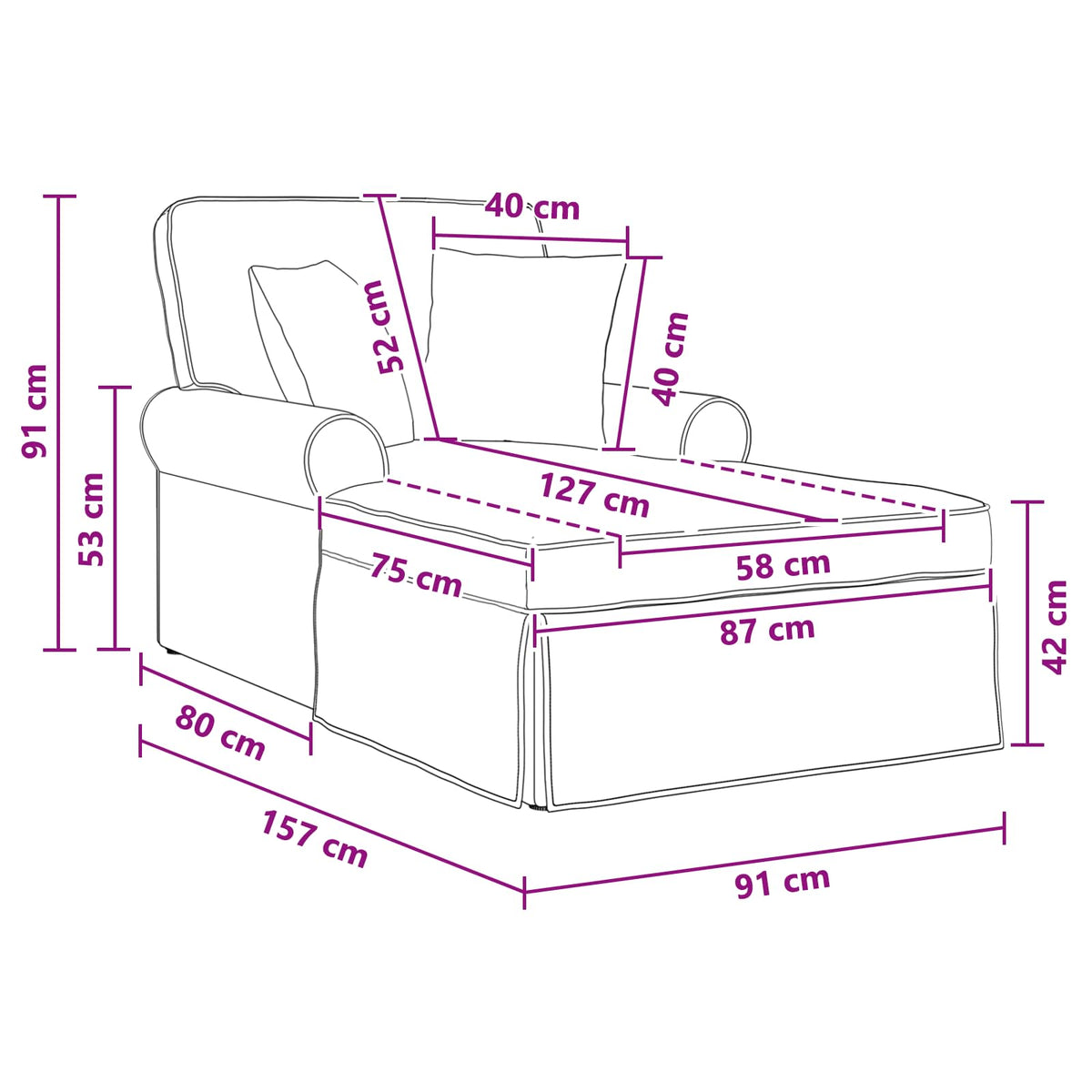 Chaise Lounge Con Falda Con Cojín 157 X 91 X 91 Cm Ares