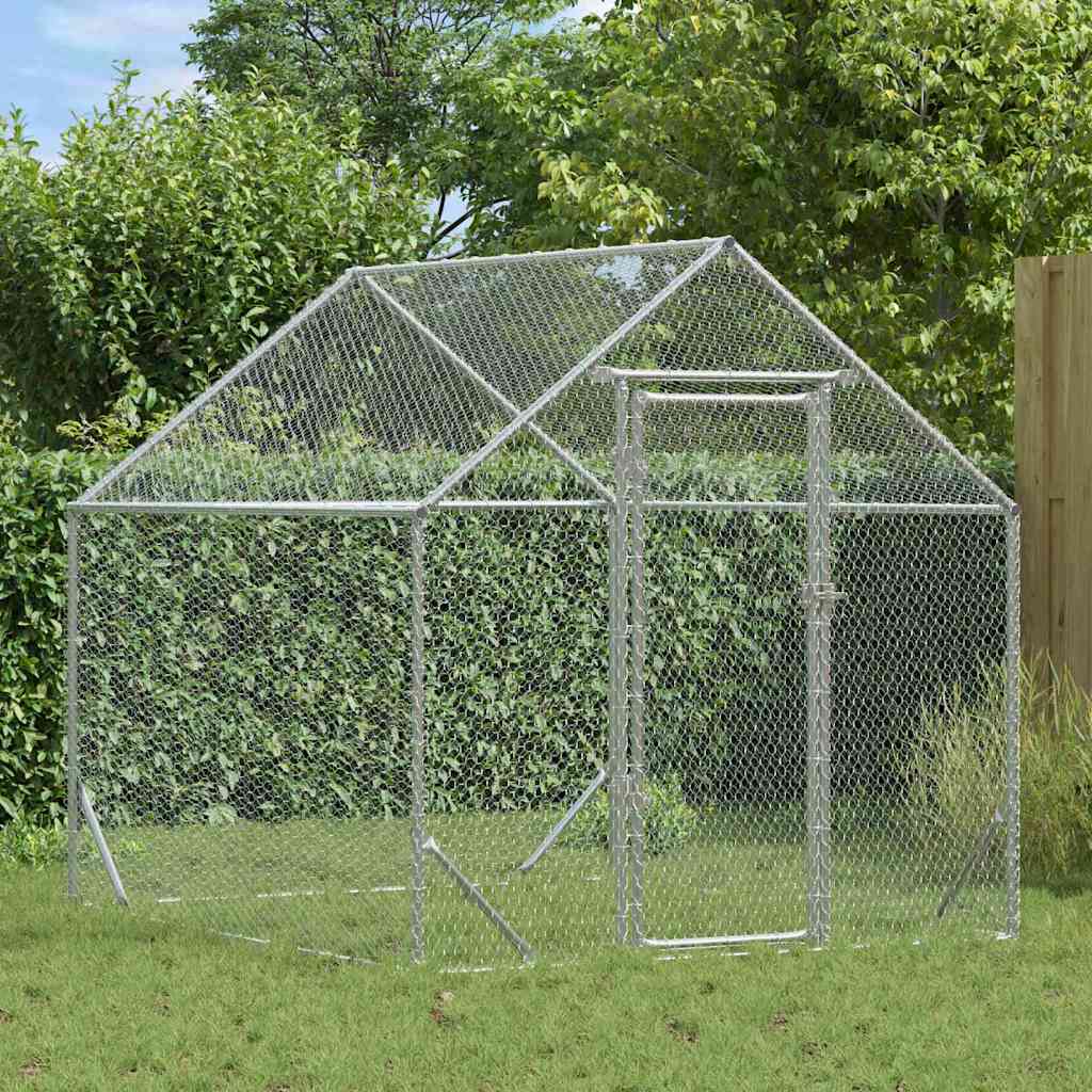 Jaula Para Gallinas Acero Galvanizado Plateado