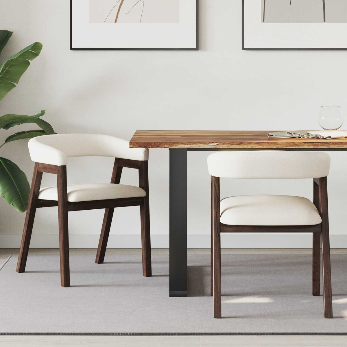 Sillas De Comedor 2 Uds. Madera De Caucho Sólido Natural