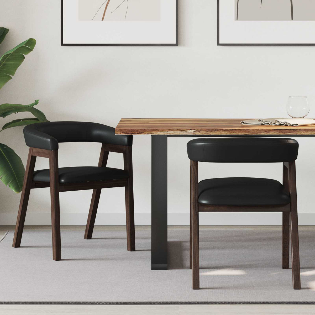 Sillas De Comedor 2 Uds. Madera De Caucho Sólido Natural