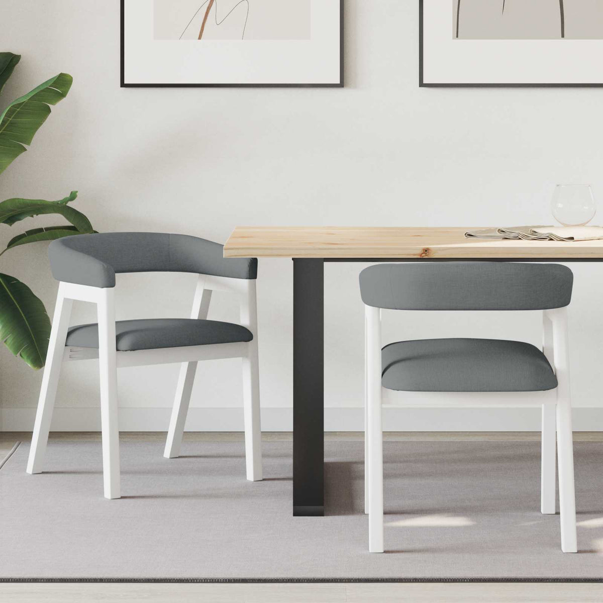 Sillas De Comedor 2 Uds. Madera De Caucho Sólido Natural