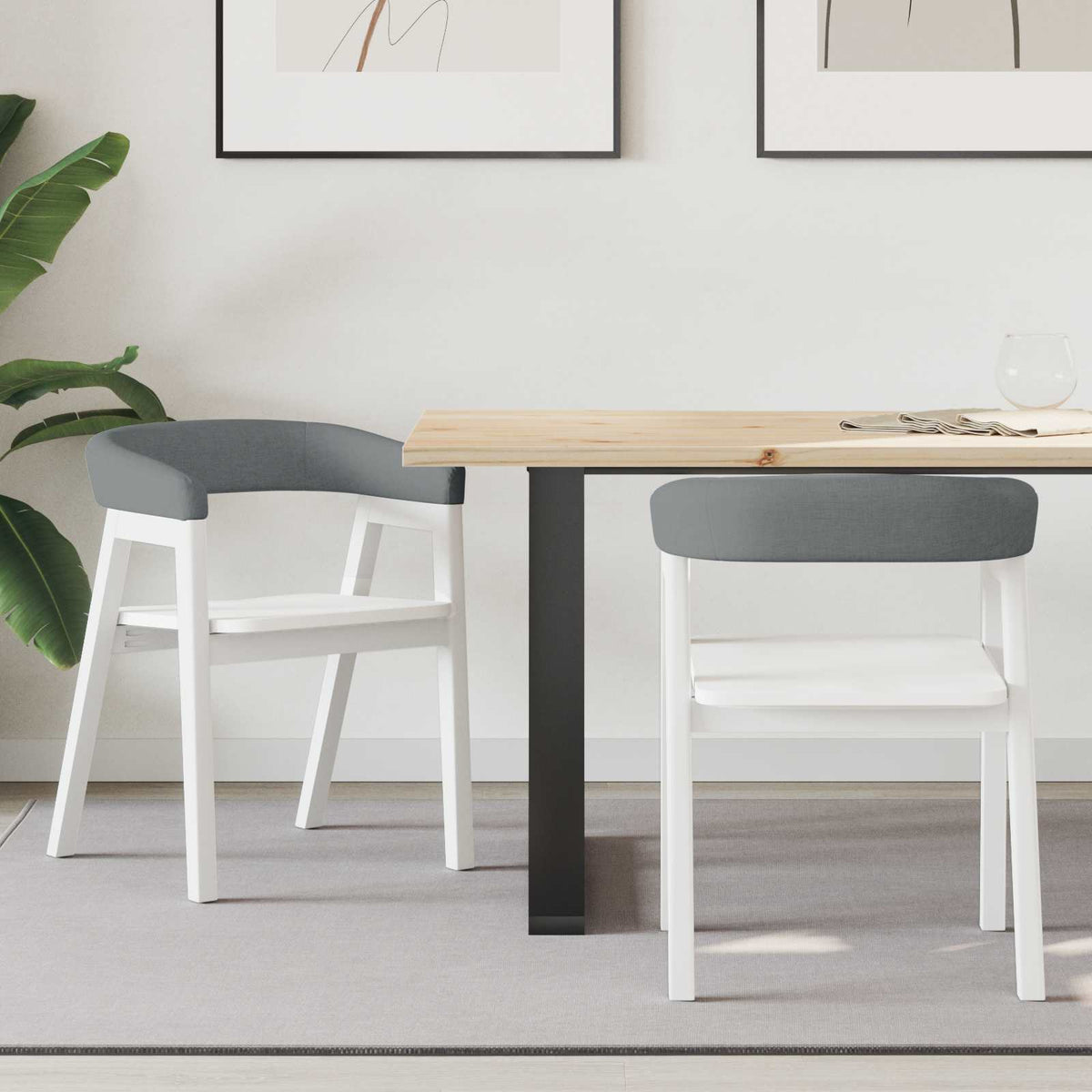 Sillas De Comedor 2 Uds. Madera De Caucho Sólido Natural
