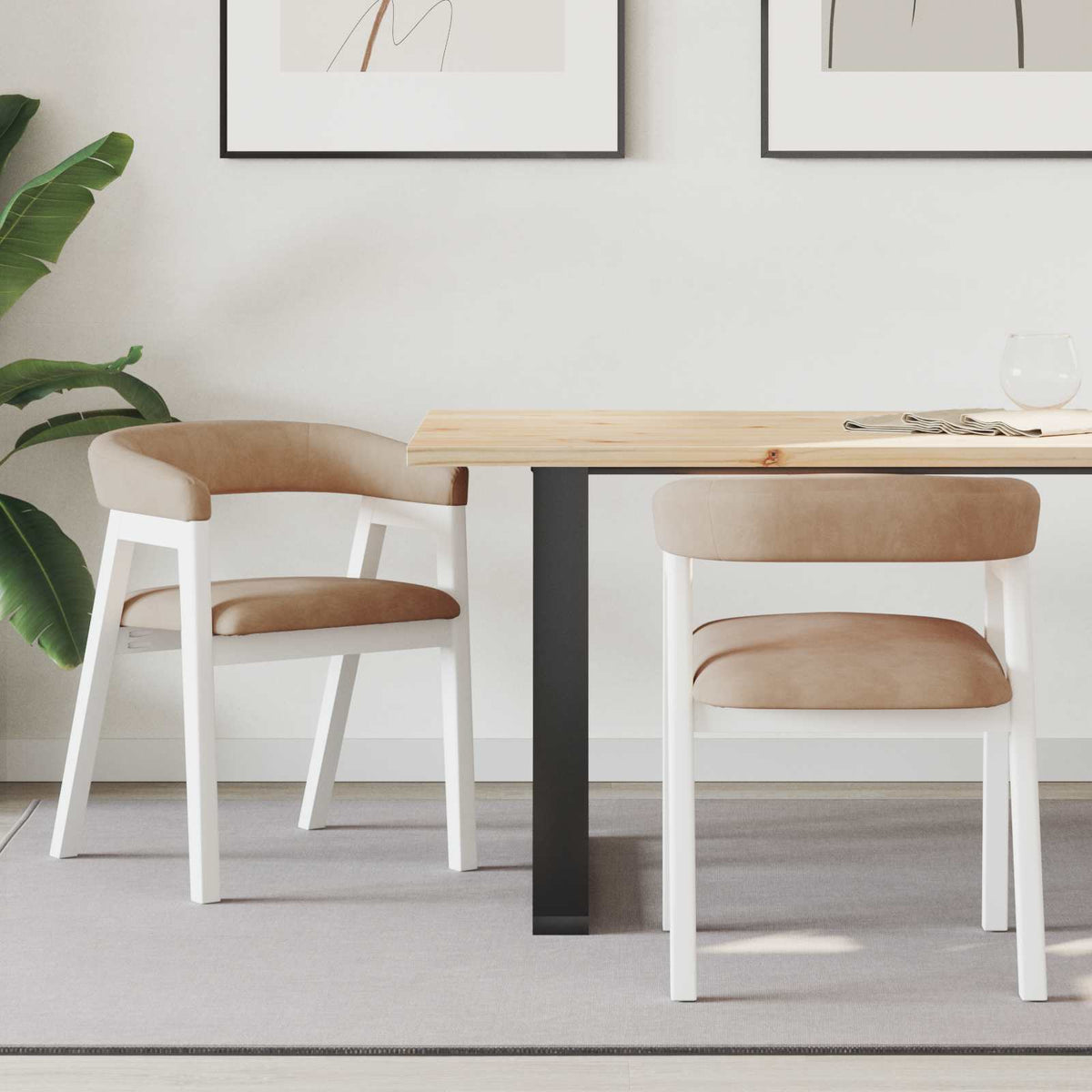 Sillas De Comedor 2 Uds. Madera De Caucho Sólido Natural