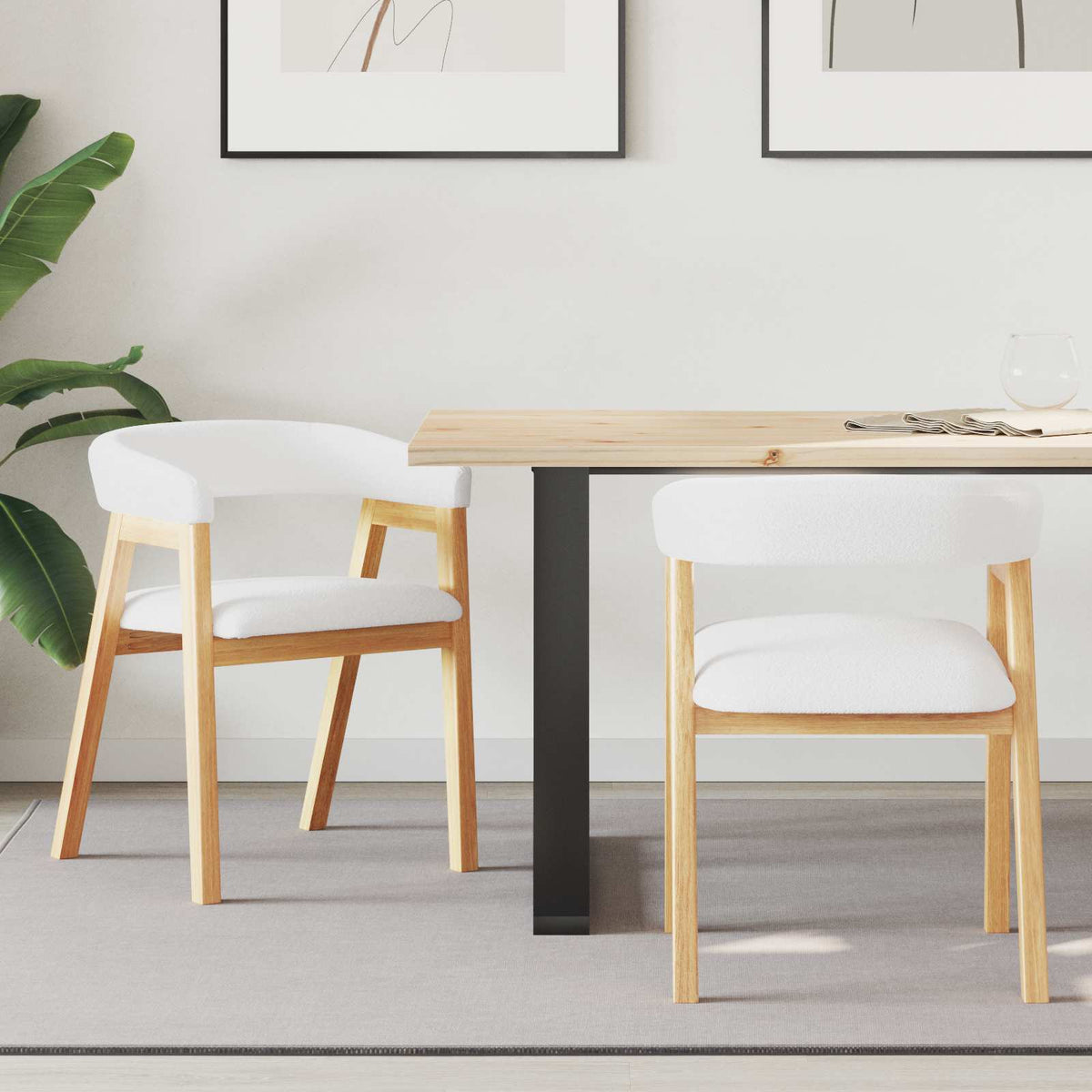 Sillas De Comedor 2 Uds. Madera De Caucho Sólido Natural