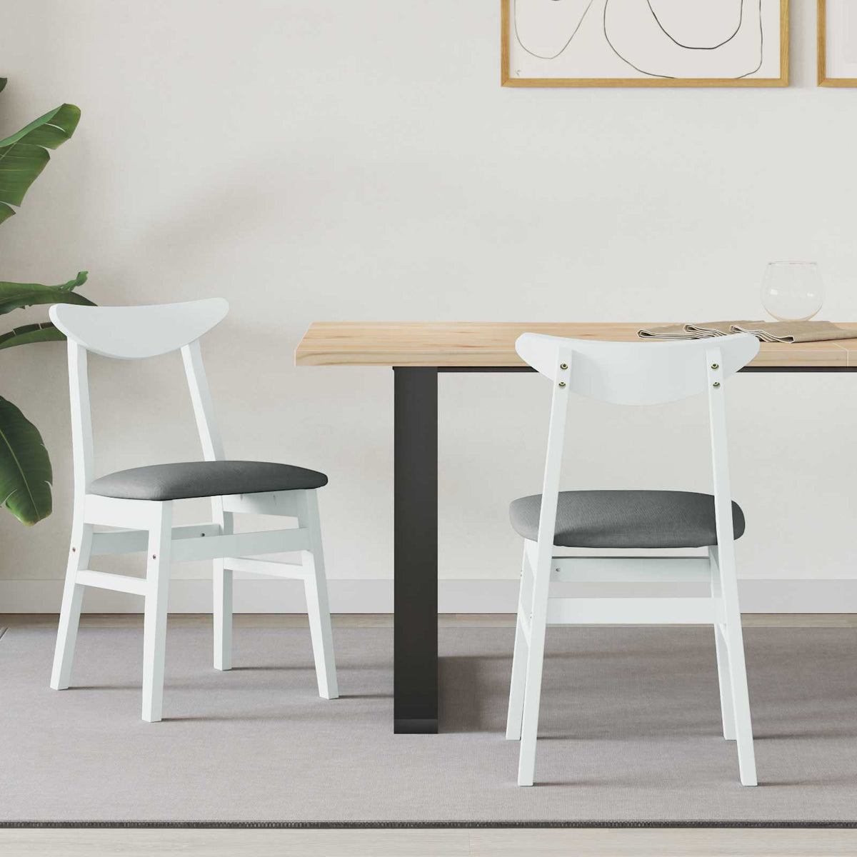 Sillas De Comedor 2 Uds. Madera De Caucho Sólido Natural