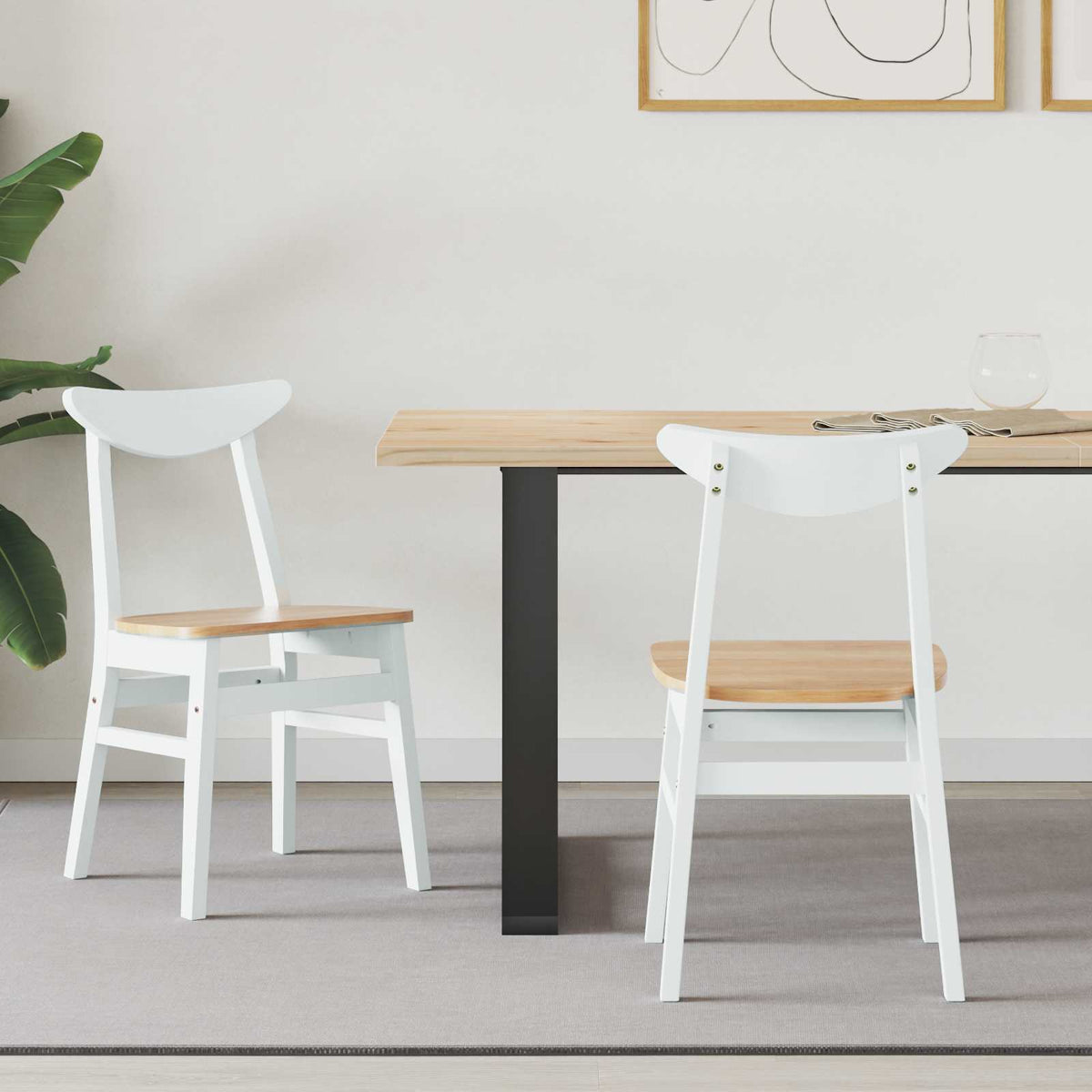 Sillas De Comedor 2 Uds. Madera De Caucho Sólido Natural