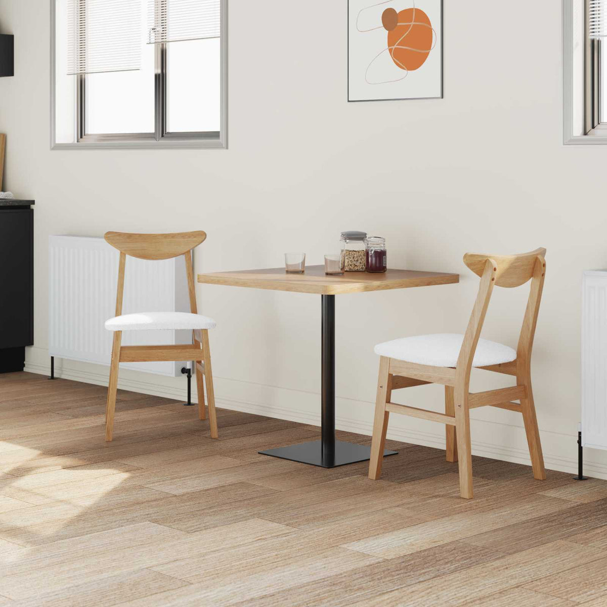 Sillas De Comedor 2 Uds. Madera De Caucho Sólido Natural