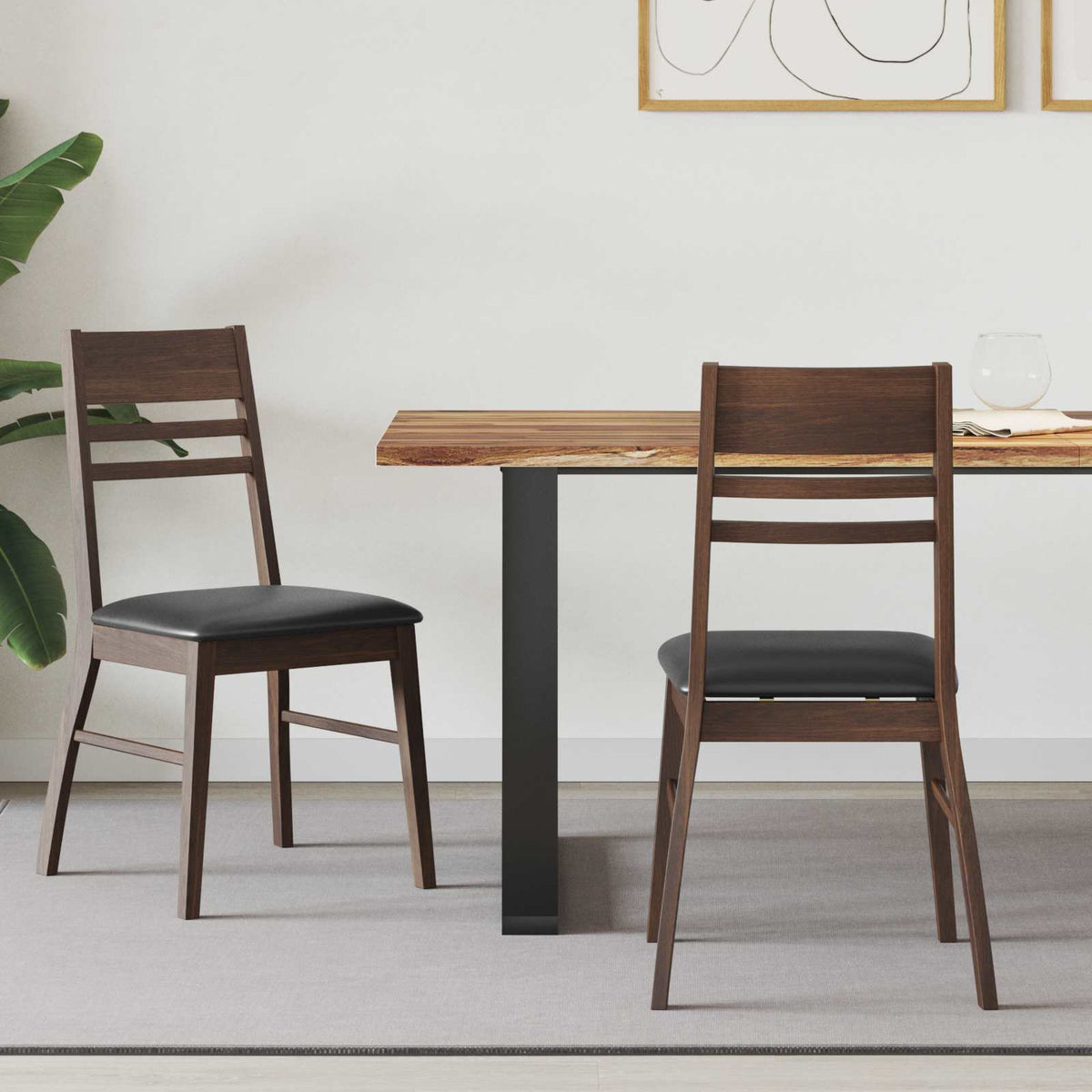 Sillas De Comedor 2 Uds. Madera De Caucho Sólido
