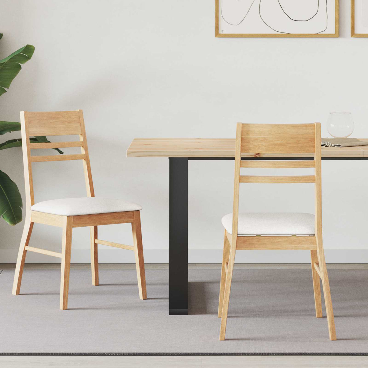 Sillas De Comedor 2 Uds. Madera De Caucho Sólido