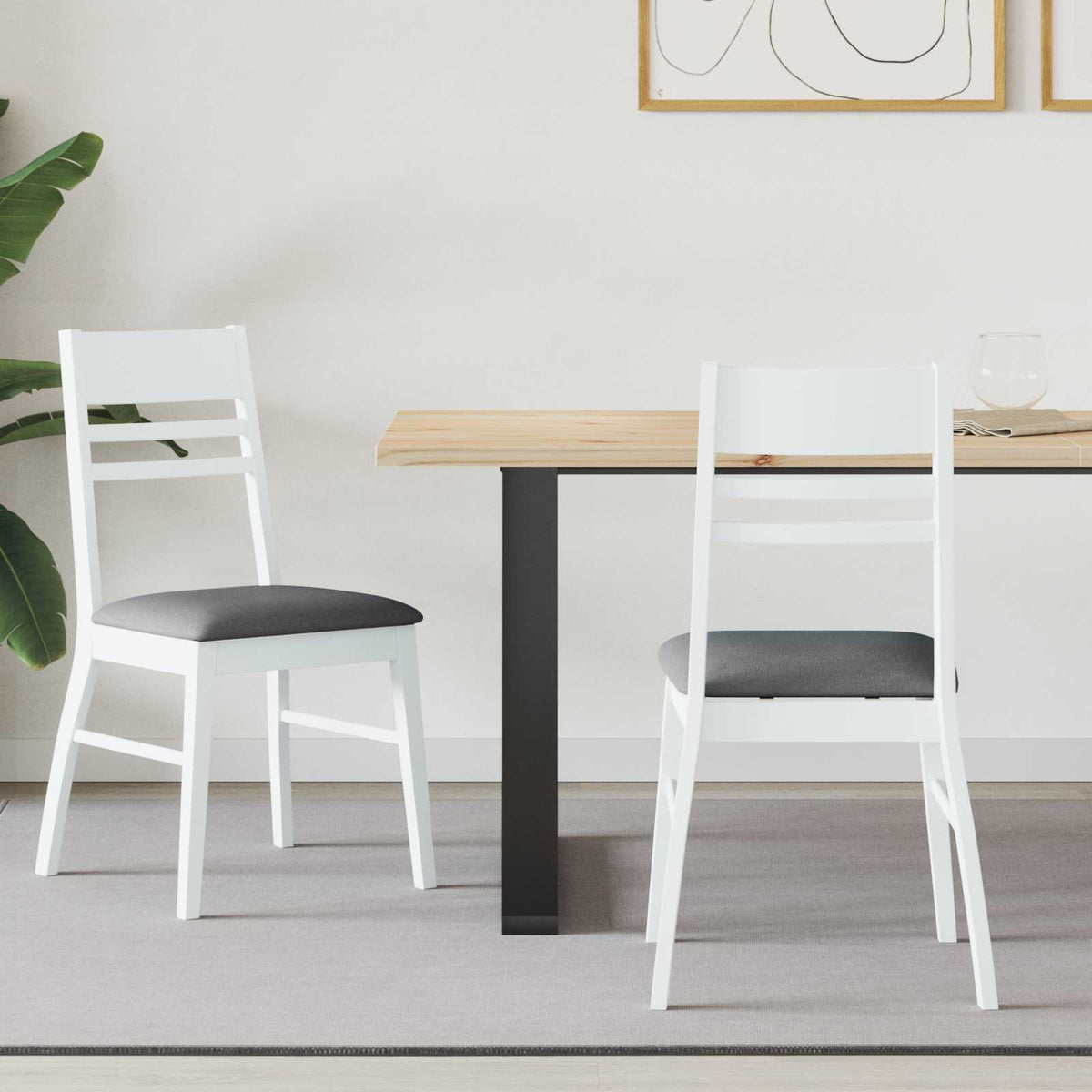 Sillas De Comedor 2 Uds. Madera De Caucho Sólido