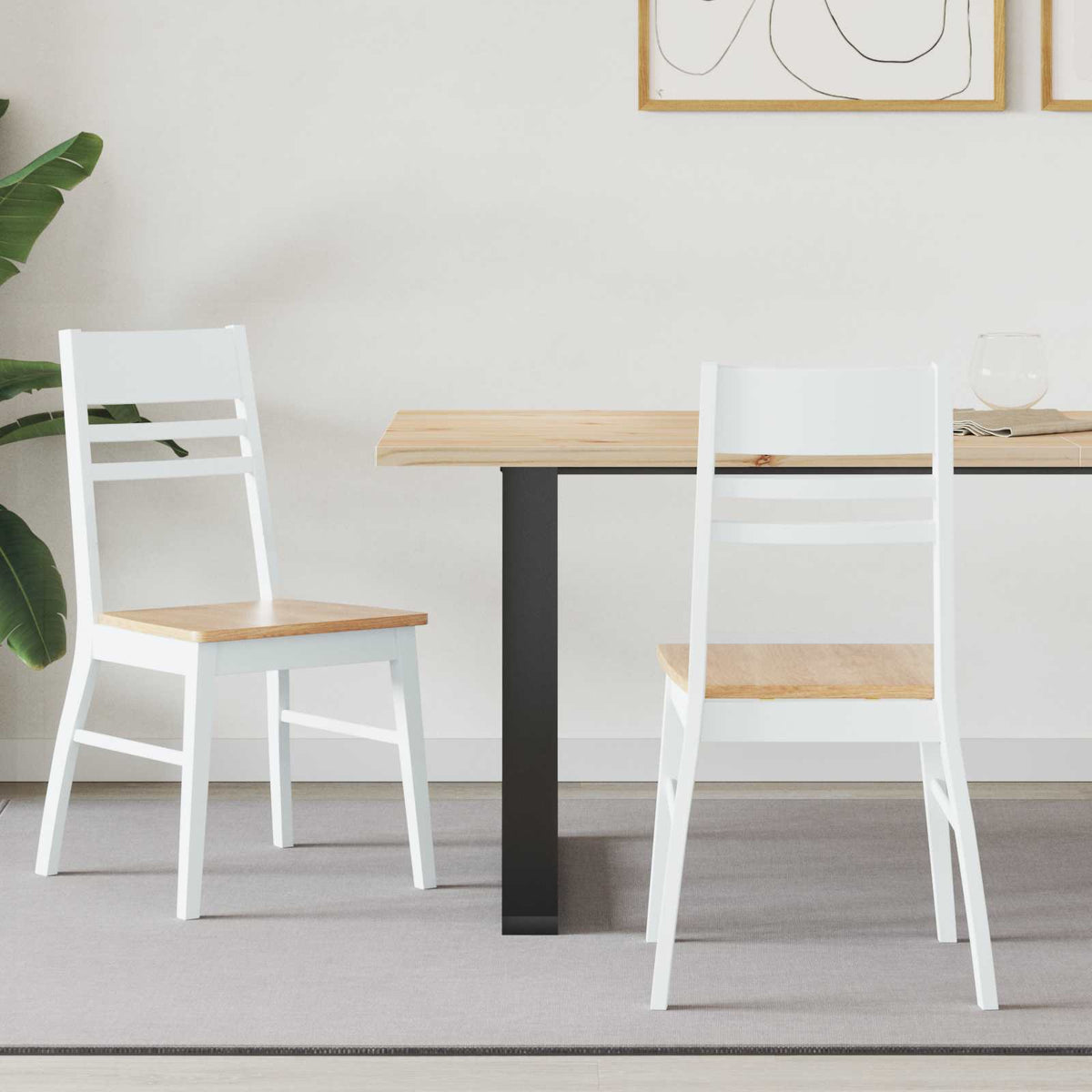 Sillas De Comedor 2 Uds. Madera De Caucho Sólido
