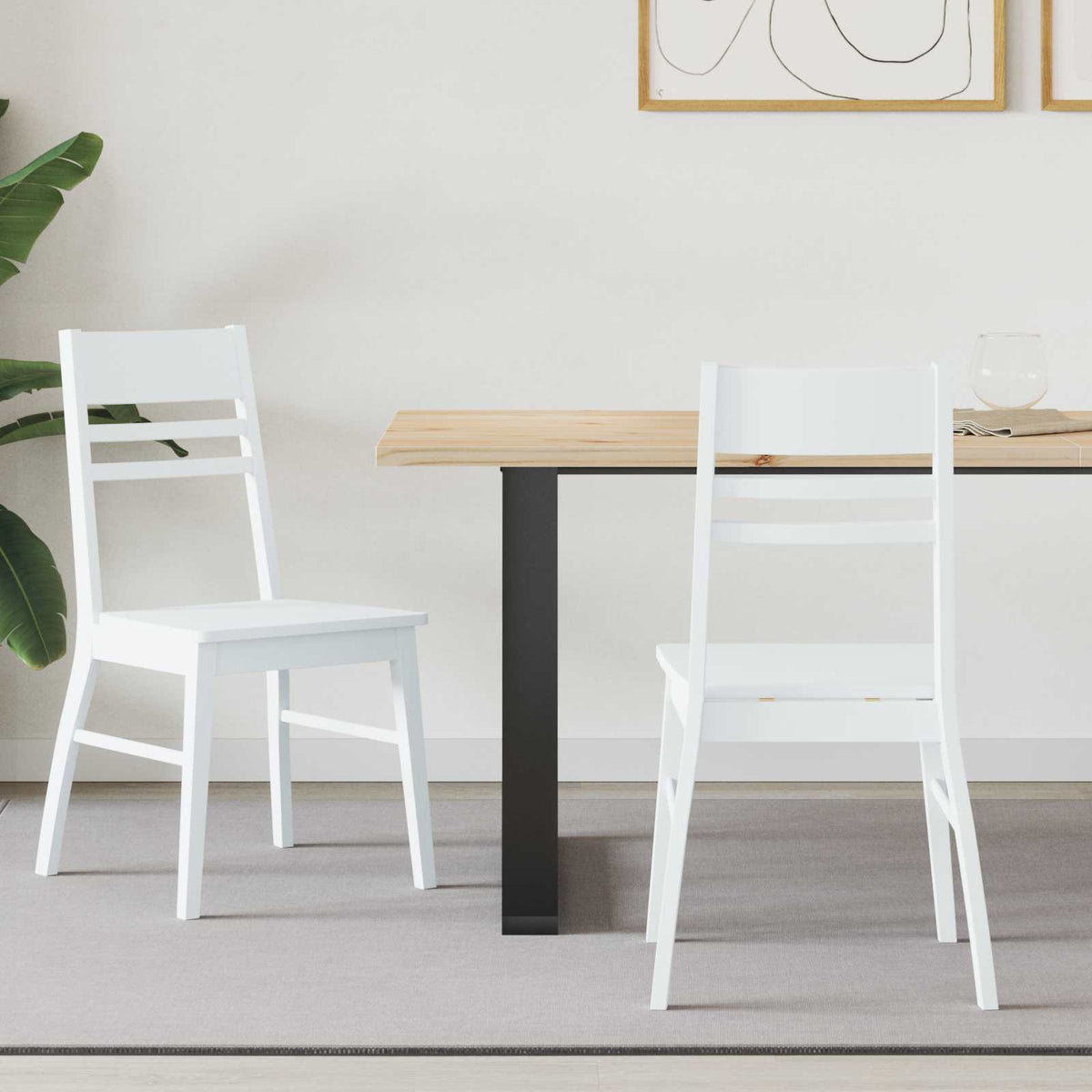 Sillas De Comedor 2 Uds. Madera De Caucho Sólido
