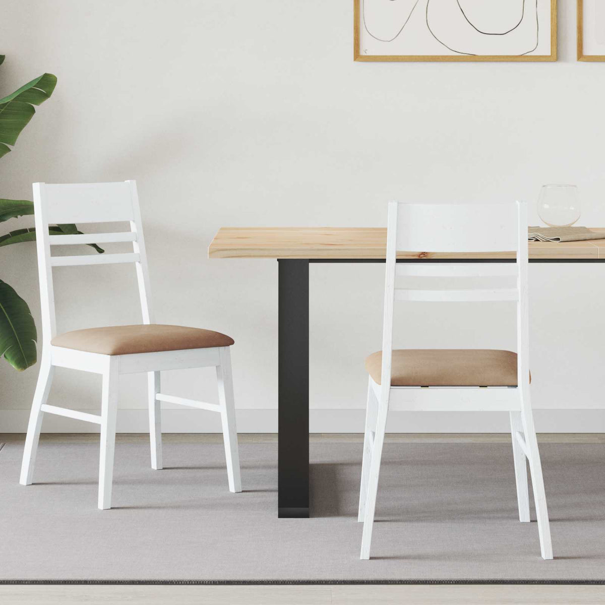 Sillas De Comedor 2 Uds. Madera De Caucho Sólido