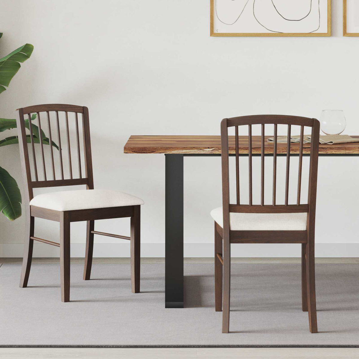 Sillas De Comedor 2 Uds. Madera De Caucho Sólido Natural