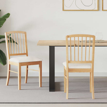 Sillas De Comedor 2 Uds. Madera De Caucho Sólido Natural