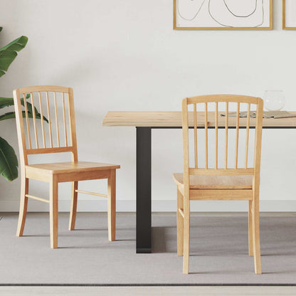 Sillas De Comedor 2 Uds. Madera De Caucho Sólido Natural