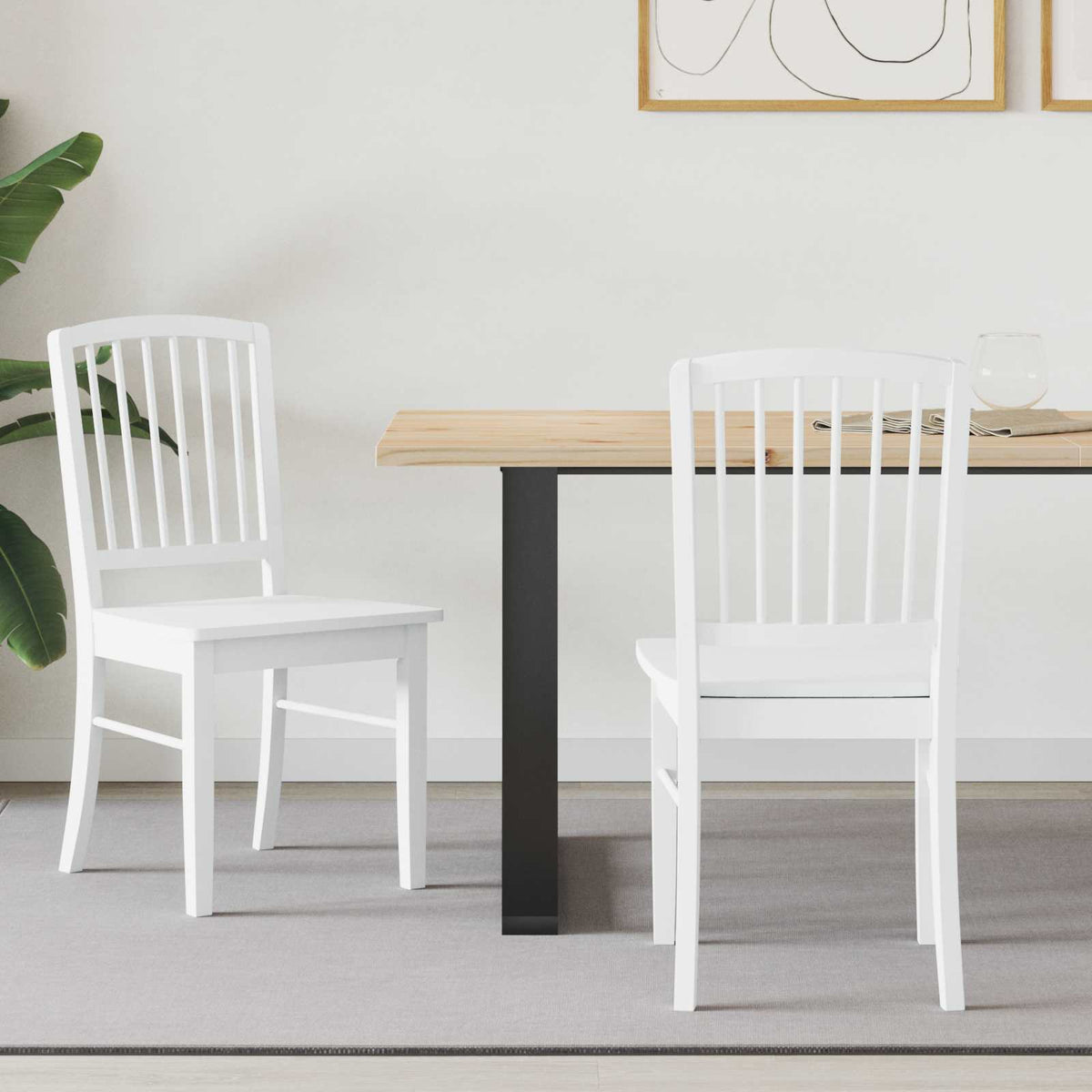 Sillas De Comedor 2 Uds. Madera De Caucho Sólido Natural