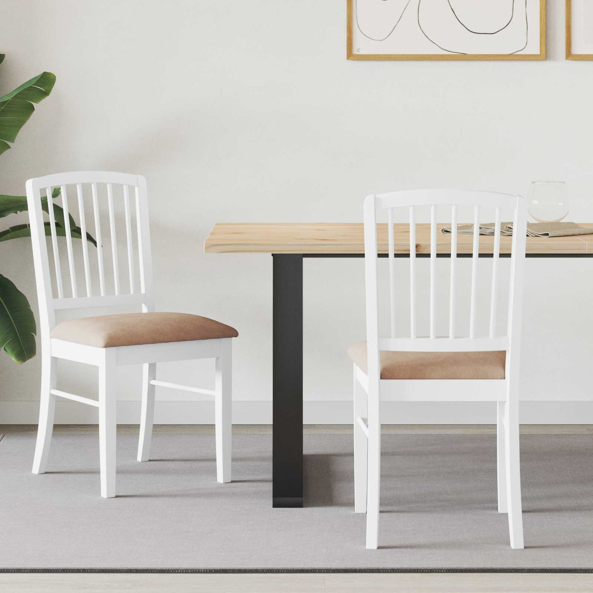 Sillas De Comedor 2 Uds. Madera De Caucho Sólido Natural