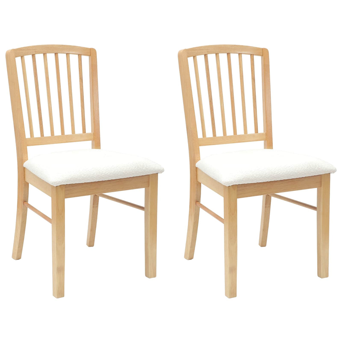 Sillas De Comedor 2 Uds. Madera De Caucho Sólido Natural