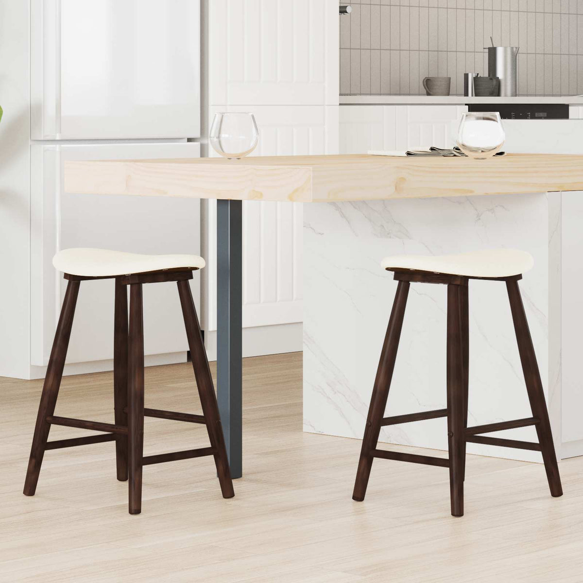 Sillas De Comedor 2 Uds. Madera De Caucho Sólido Natural