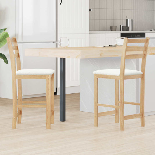 Sillas De Comedor 2 Uds. Madera De Caucho Sólido Natural