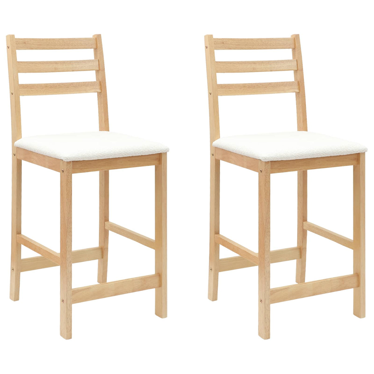 Sillas De Comedor 2 Uds. Madera De Caucho Sólido Natural