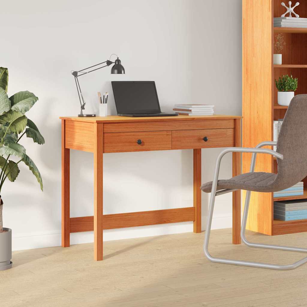 Escritorio Max Brown 100 X 50 X 78 Cm Madera De Pino Macizo