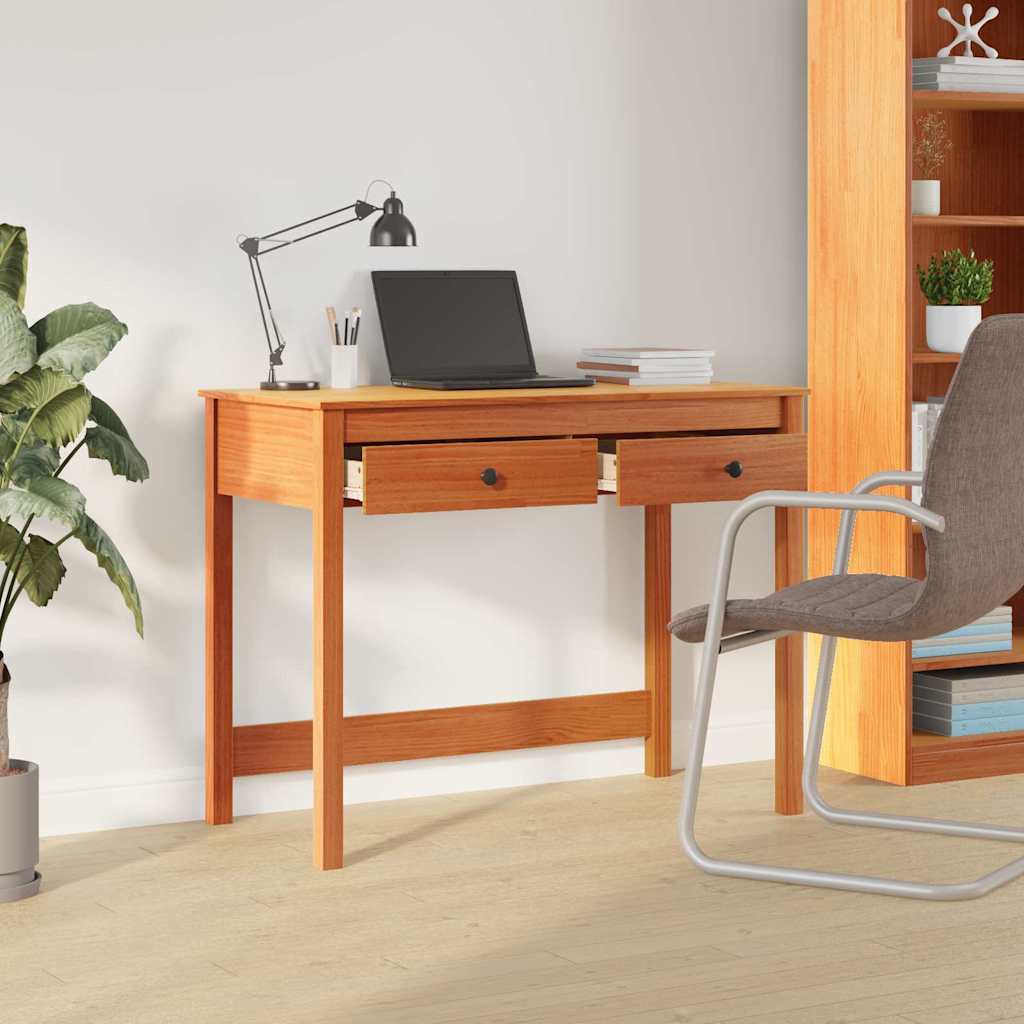 Escritorio Max Brown 100 X 50 X 78 Cm Madera De Pino Macizo