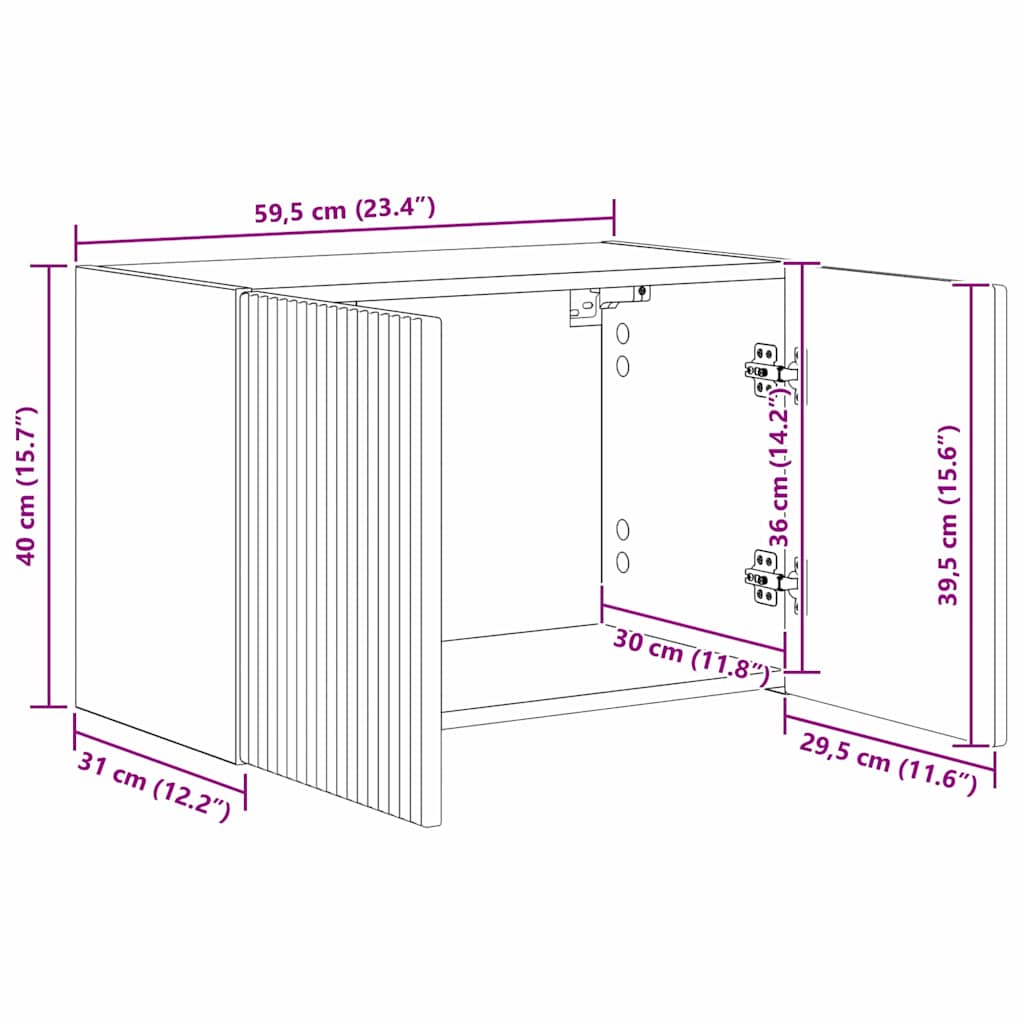 Mueble De Tv Montado En La Pared 2 Pcs 59,5 X 31 X 40 Cm