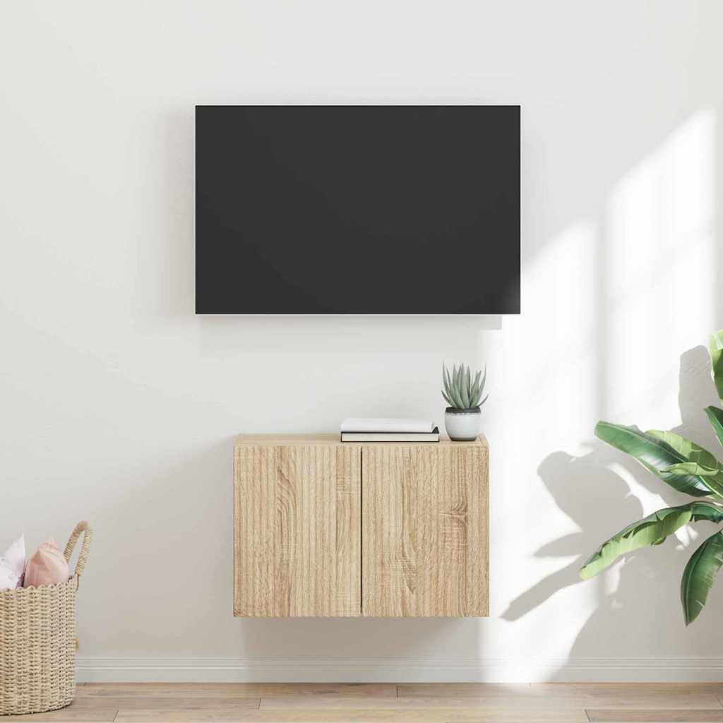Mueble De Tv Montado En La Pared Roble Artesanal