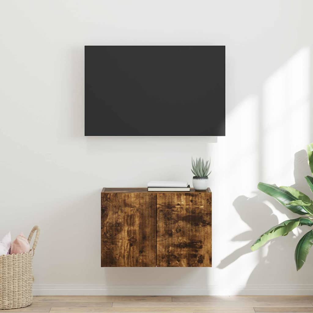 Mueble De Tv Montado En La Pared Roble Artesanal