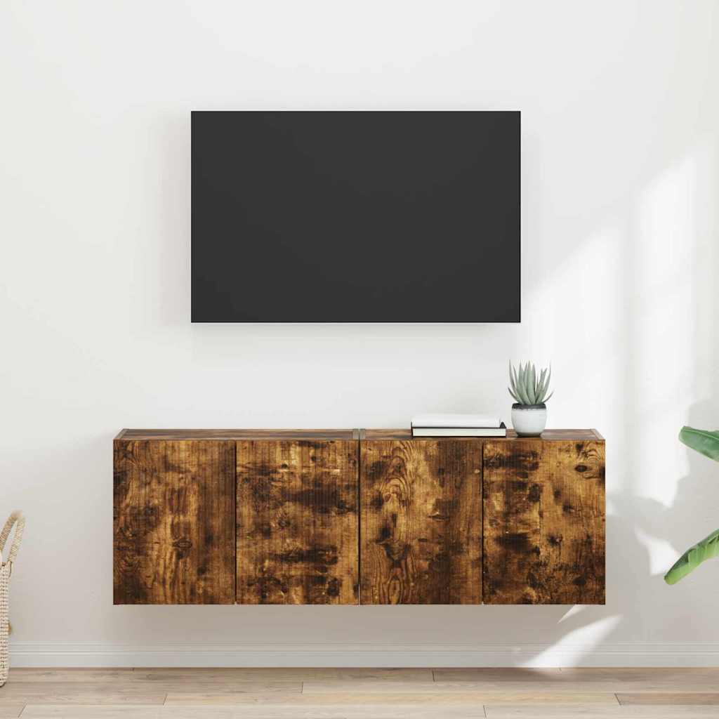 Mueble De Tv Montado En La Pared Roble Artesanal