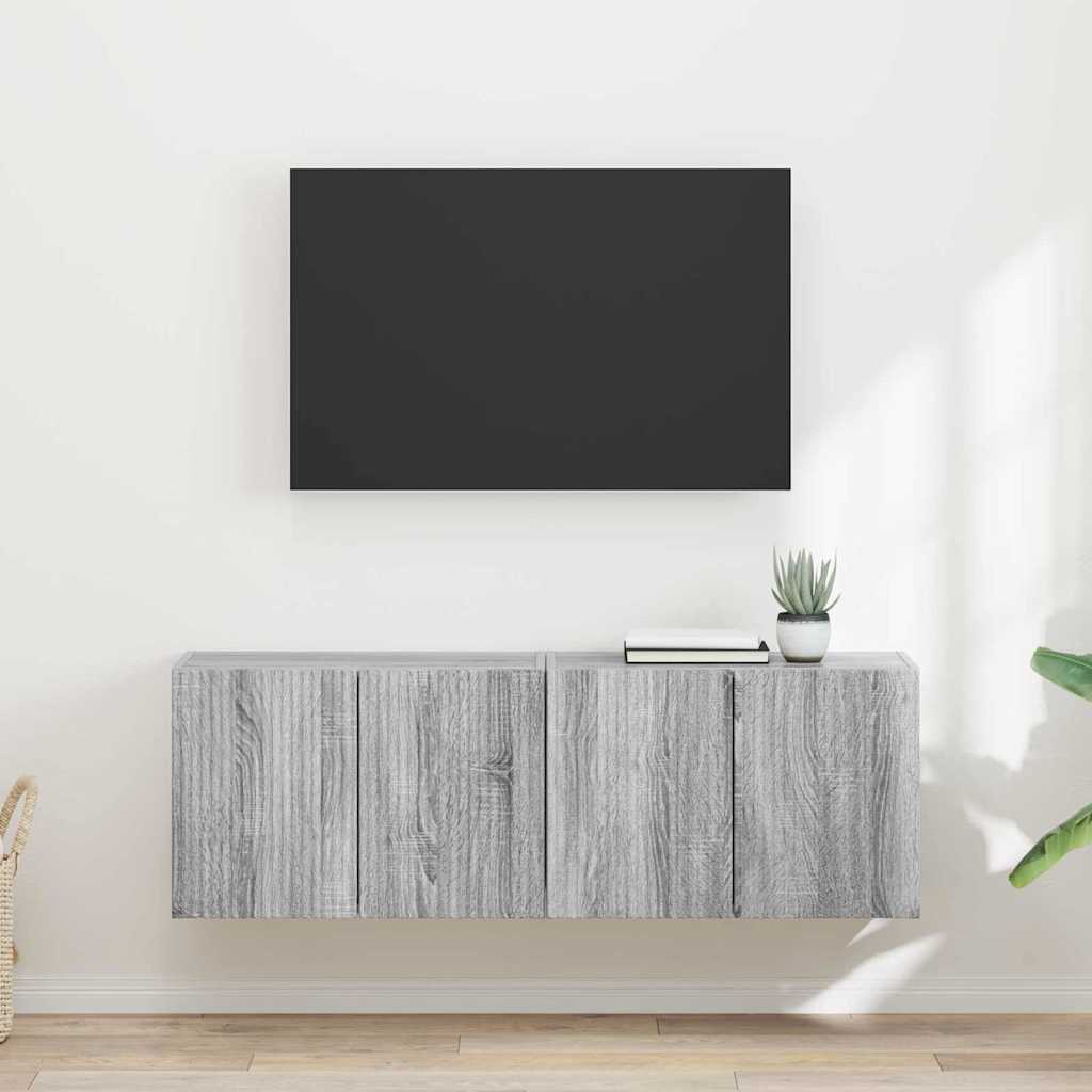 Mueble De Tv Montado En La Pared Roble Artesanal