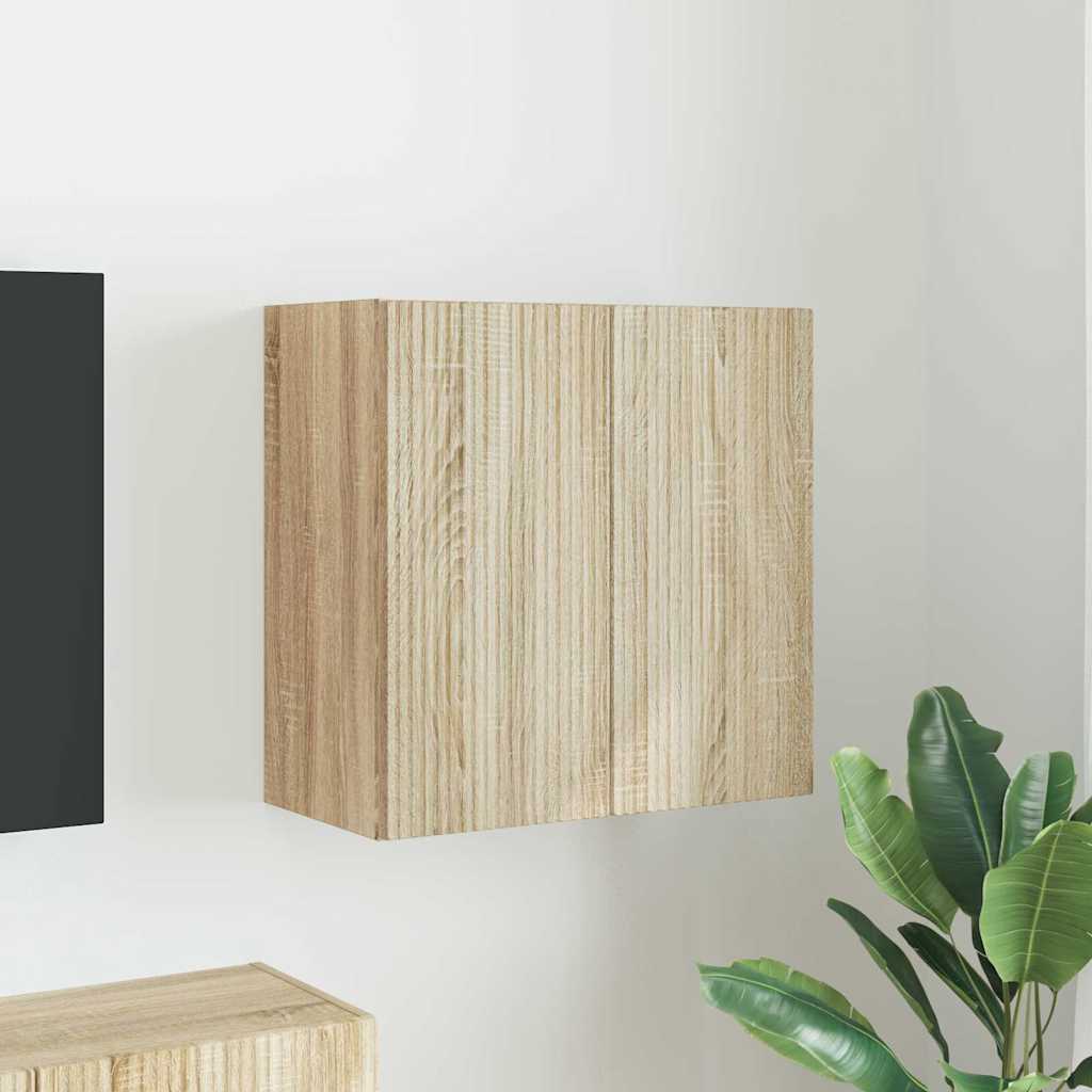 Mueble De Tv Montado En La Pared Roble Artesanal