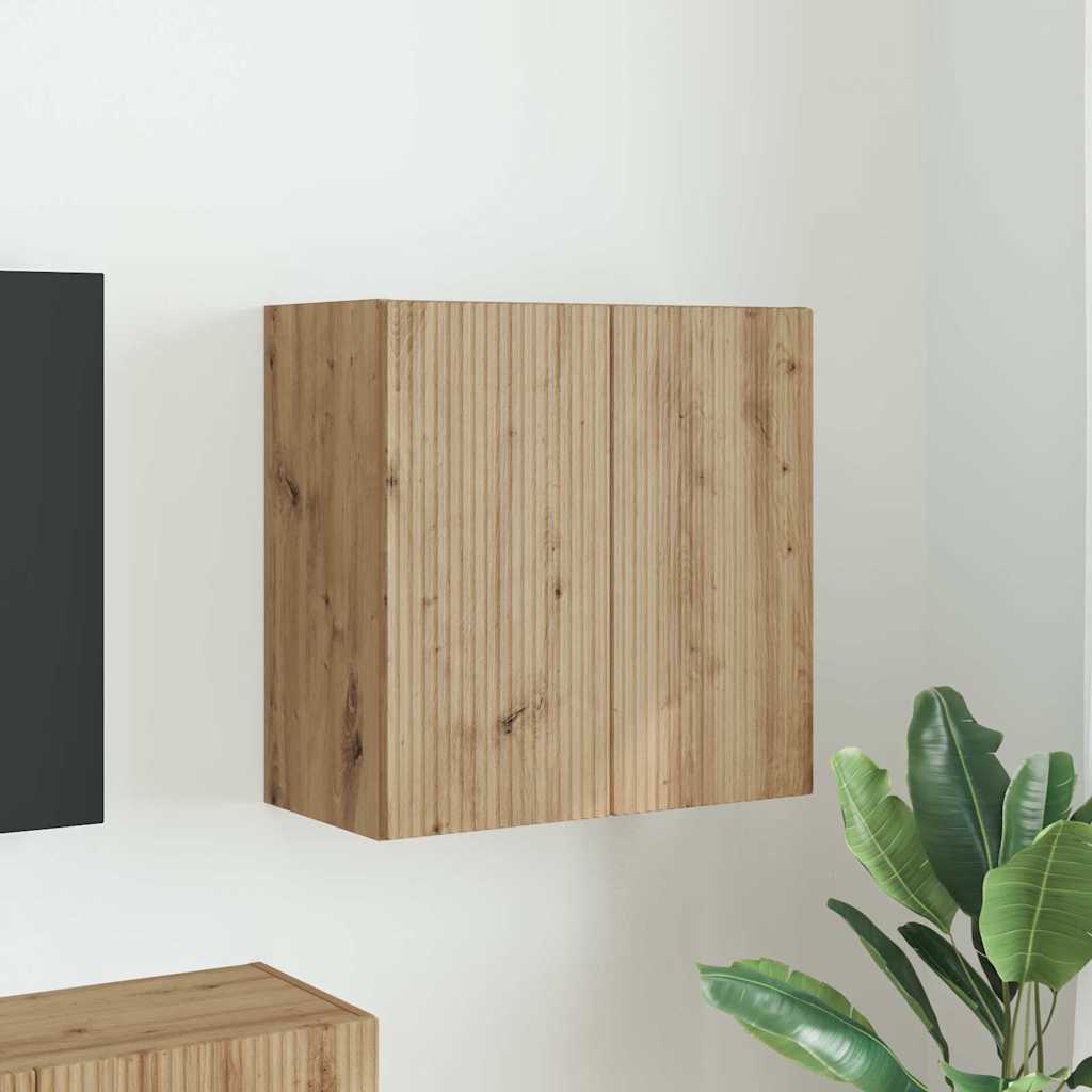 Mueble De Tv Montado En La Pared Roble Artesanal