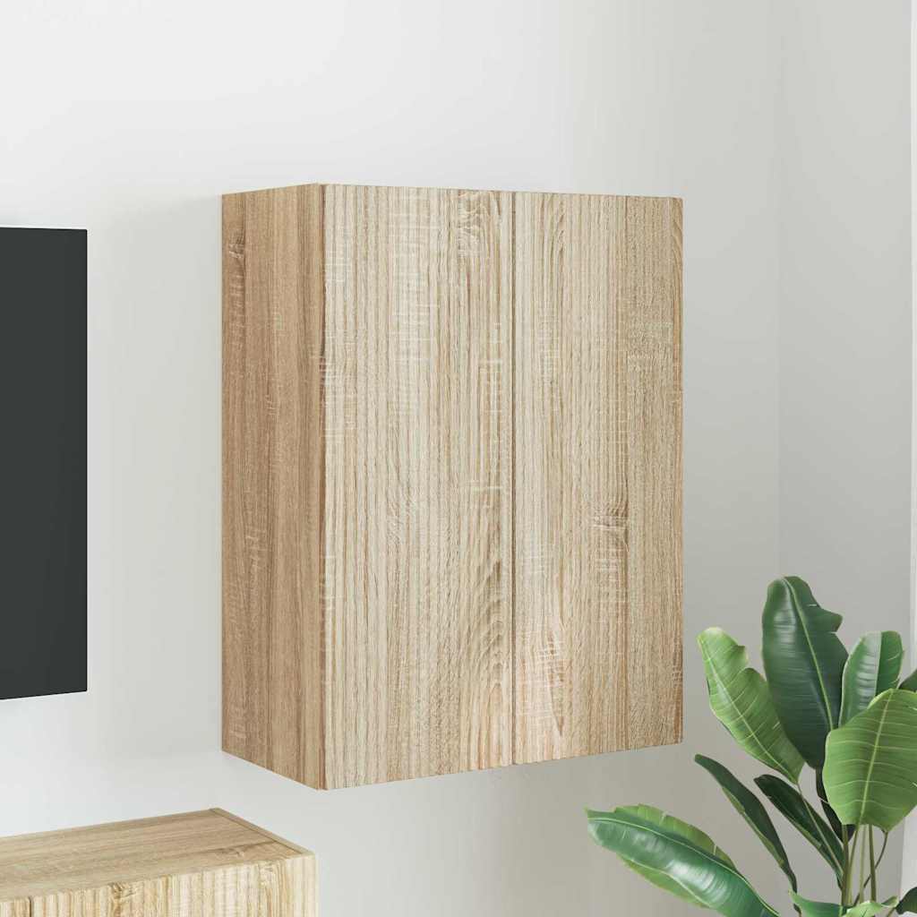Mueble De Tv Montado En La Pared Roble Artesanal