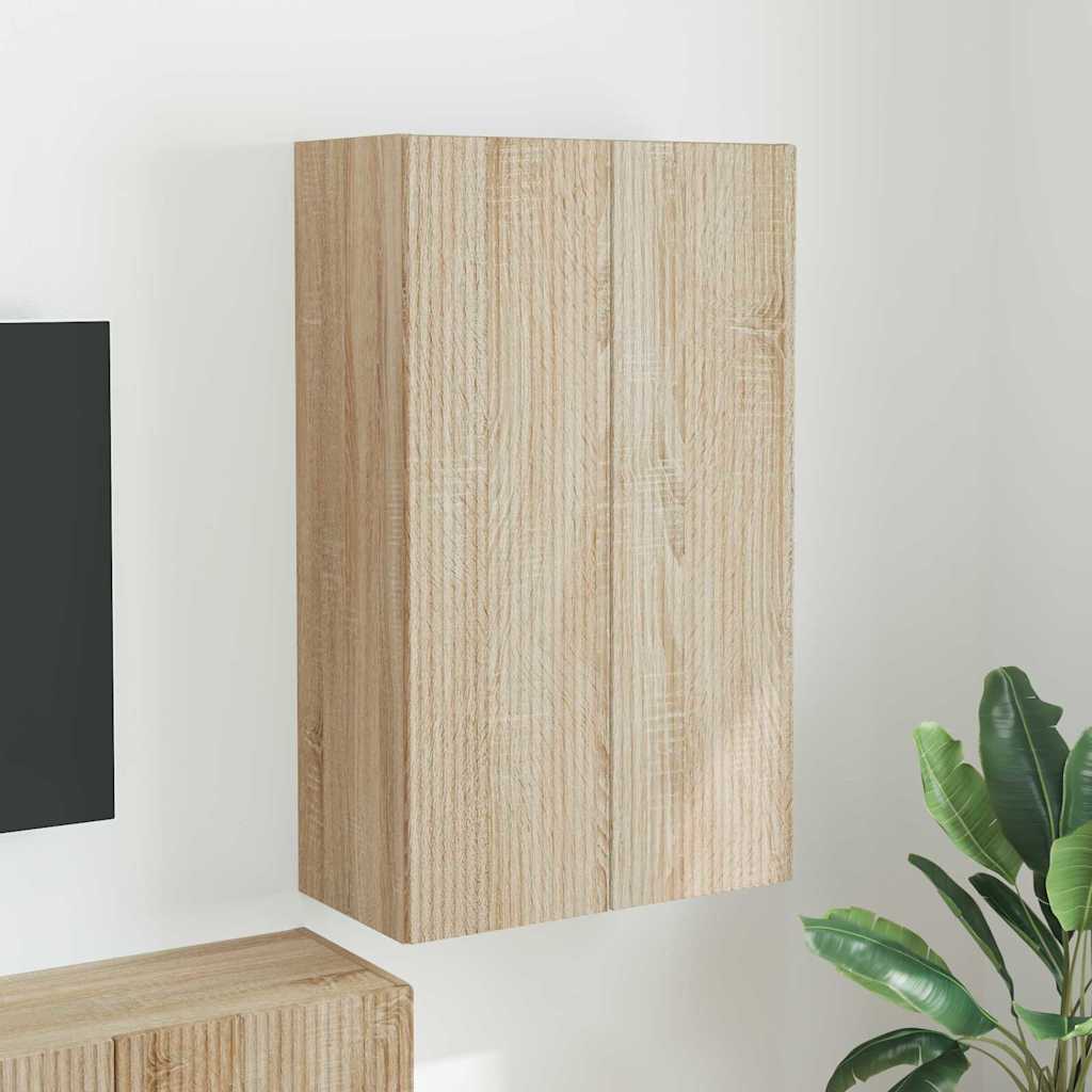 Mueble De Tv Montado En La Pared Roble Artesanal