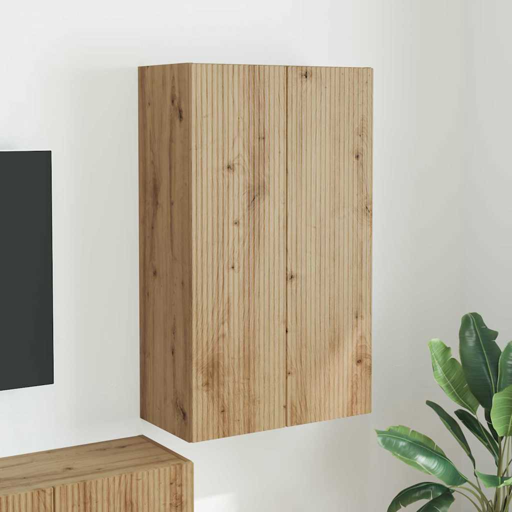 Mueble De Tv Montado En La Pared Roble Artesanal