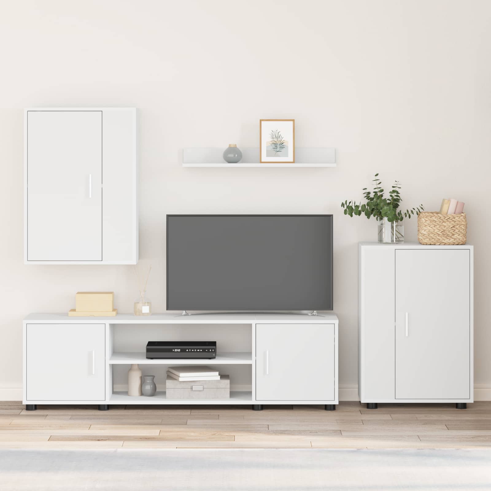 Conjunto De Mueble De Tv 4 Pcs Madera Contrachapada