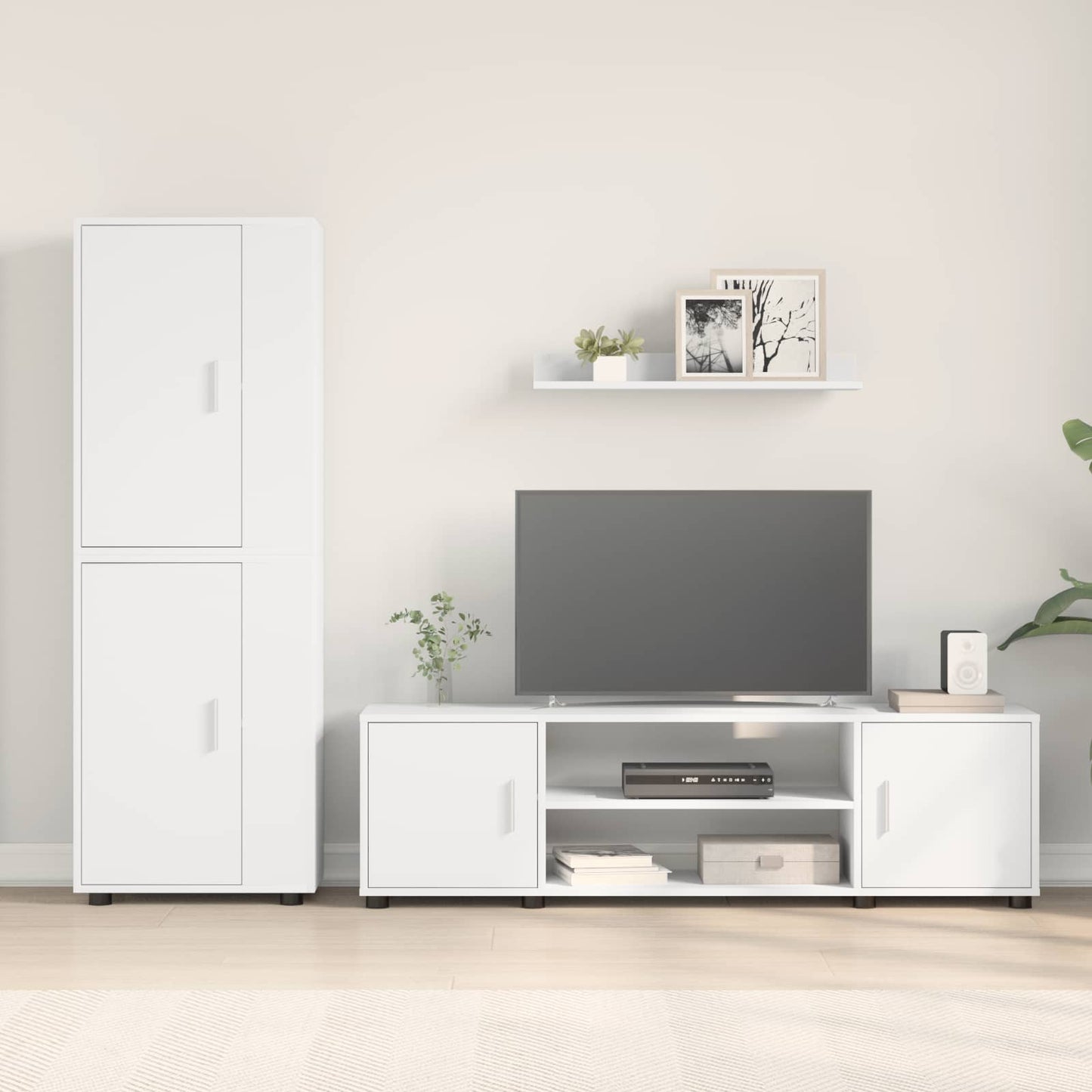 Conjunto De Mueble De Tv 4 Pcs Madera Contrachapada