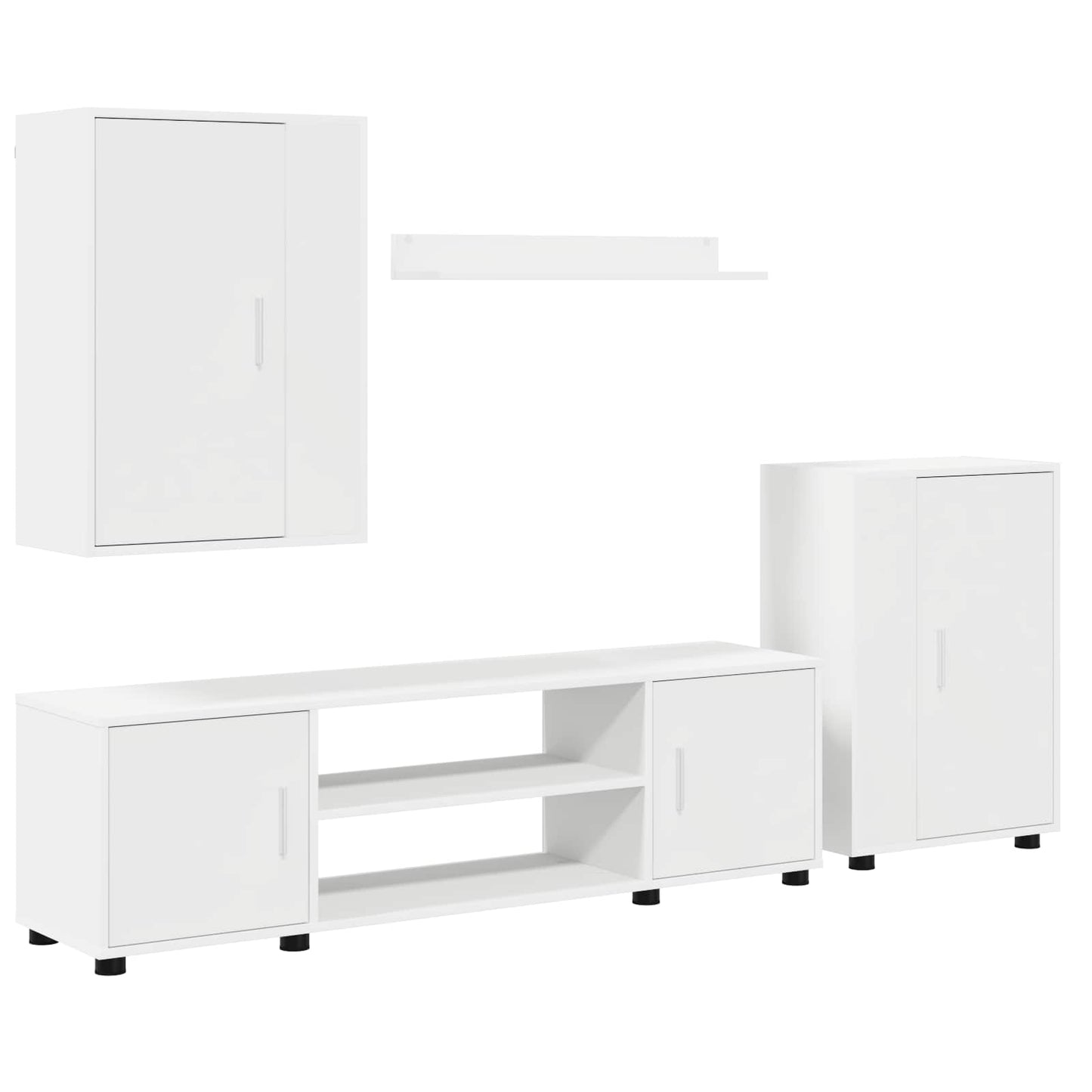 Conjunto De Mueble De Tv 4 Pcs Madera Contrachapada