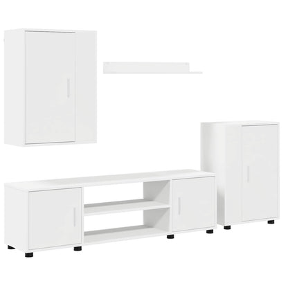 Conjunto De Mueble De Tv 4 Pcs Madera Contrachapada