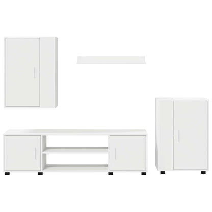 Conjunto De Mueble De Tv 4 Pcs Madera Contrachapada