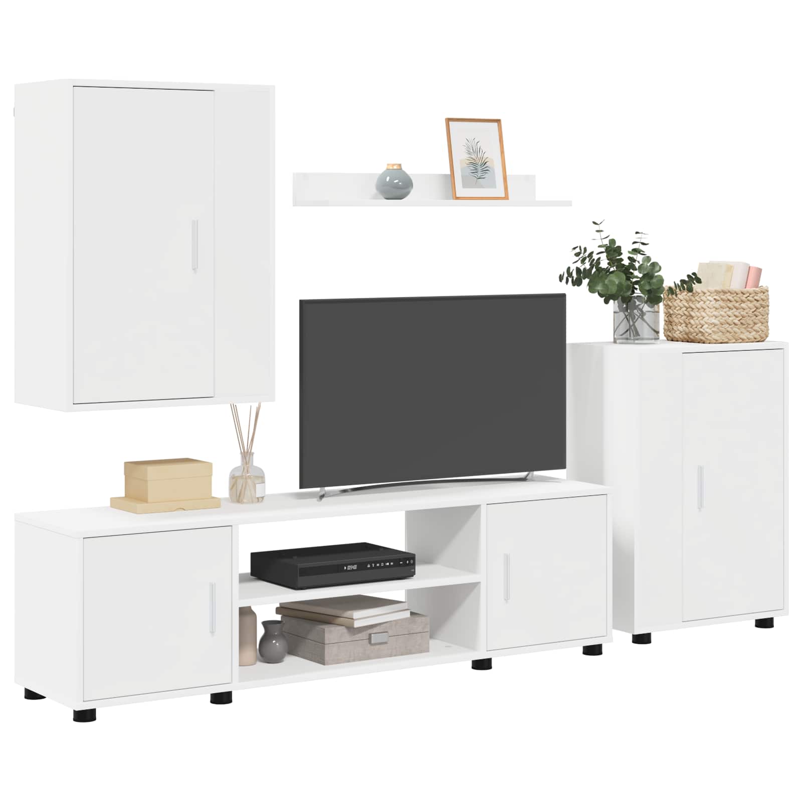 Conjunto De Mueble De Tv 4 Pcs Madera Contrachapada