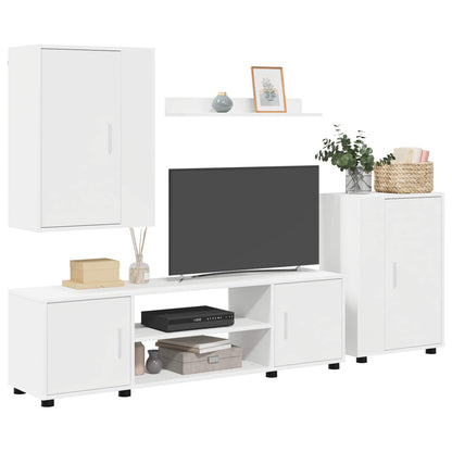 Conjunto De Mueble De Tv 4 Pcs Madera Contrachapada