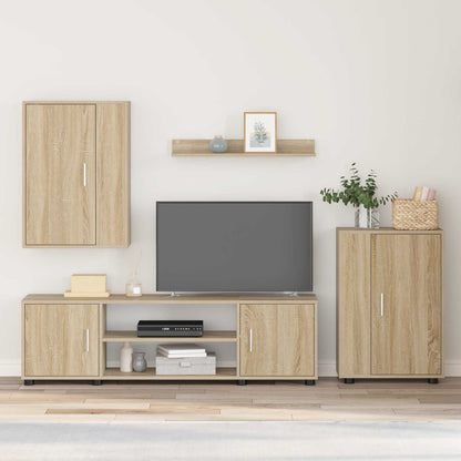 Conjunto De Mueble De Tv 4 Pcs Roble Artesanal