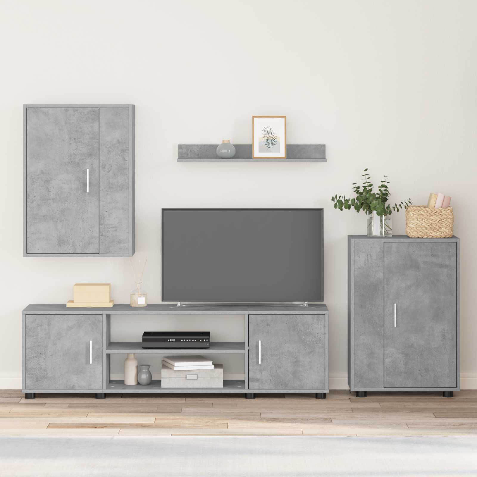 Conjunto De Mueble De Tv 4 Pcs Roble Artesanal