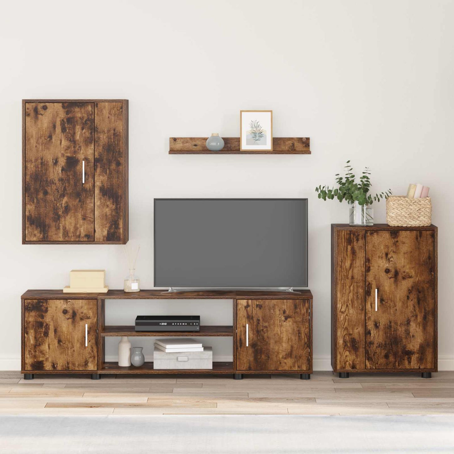 Conjunto De Mueble De Tv 4 Pcs Roble Artesanal
