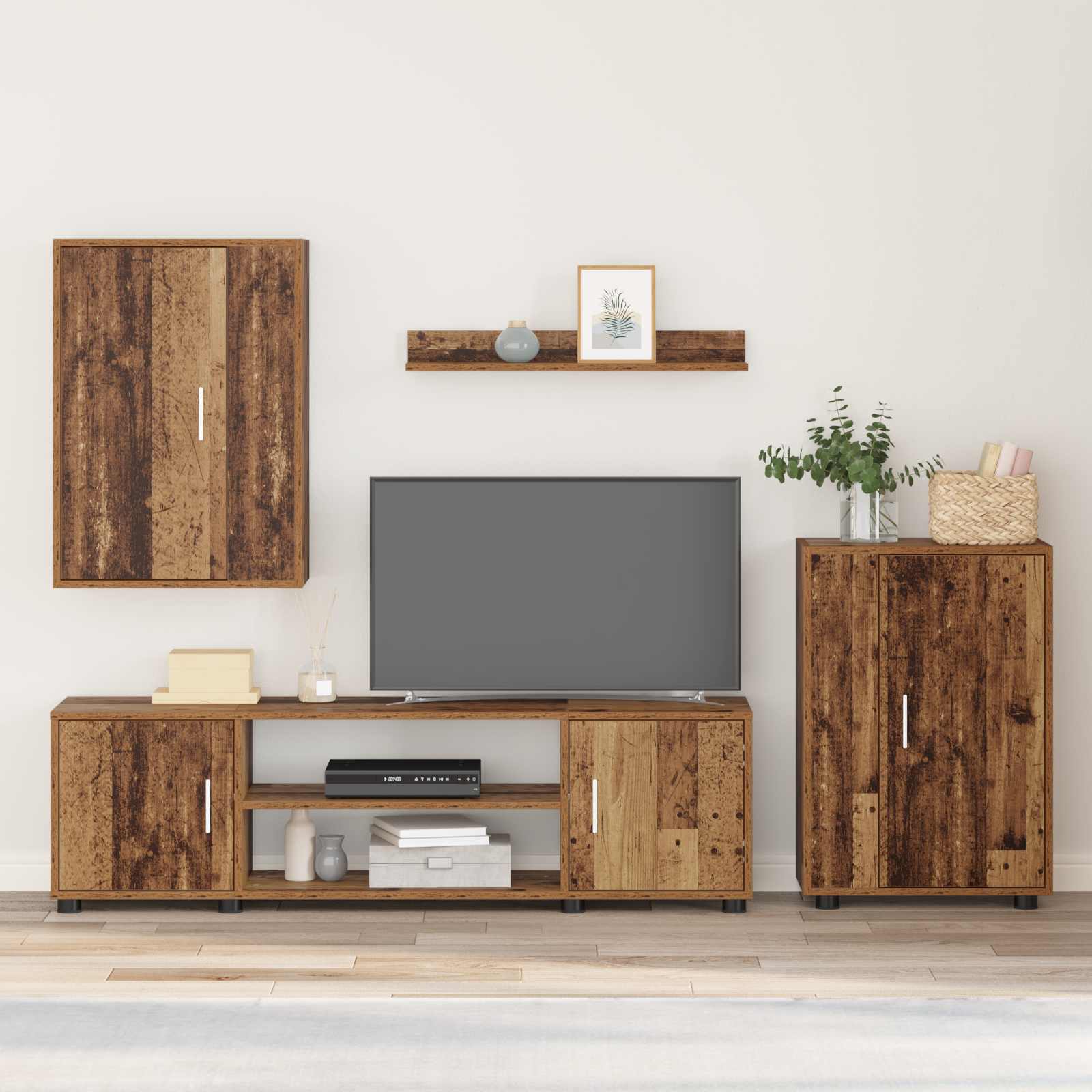 Conjunto De Mueble De Tv 4 Pcs Roble Artesanal